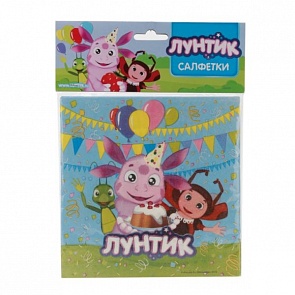 Набор из 12 салфеток с дизайном Лунтик, в пакете (Весёлый Праздник, SAL-LNT-12sim)